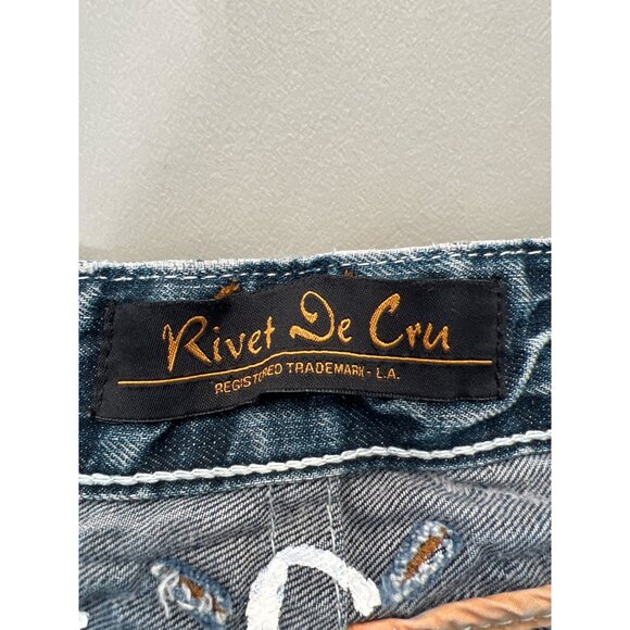 Rivet De Cru Jeans Size 33 Straight Leg Denim Medium Wash Distressed Retro - Picture 5 of 11